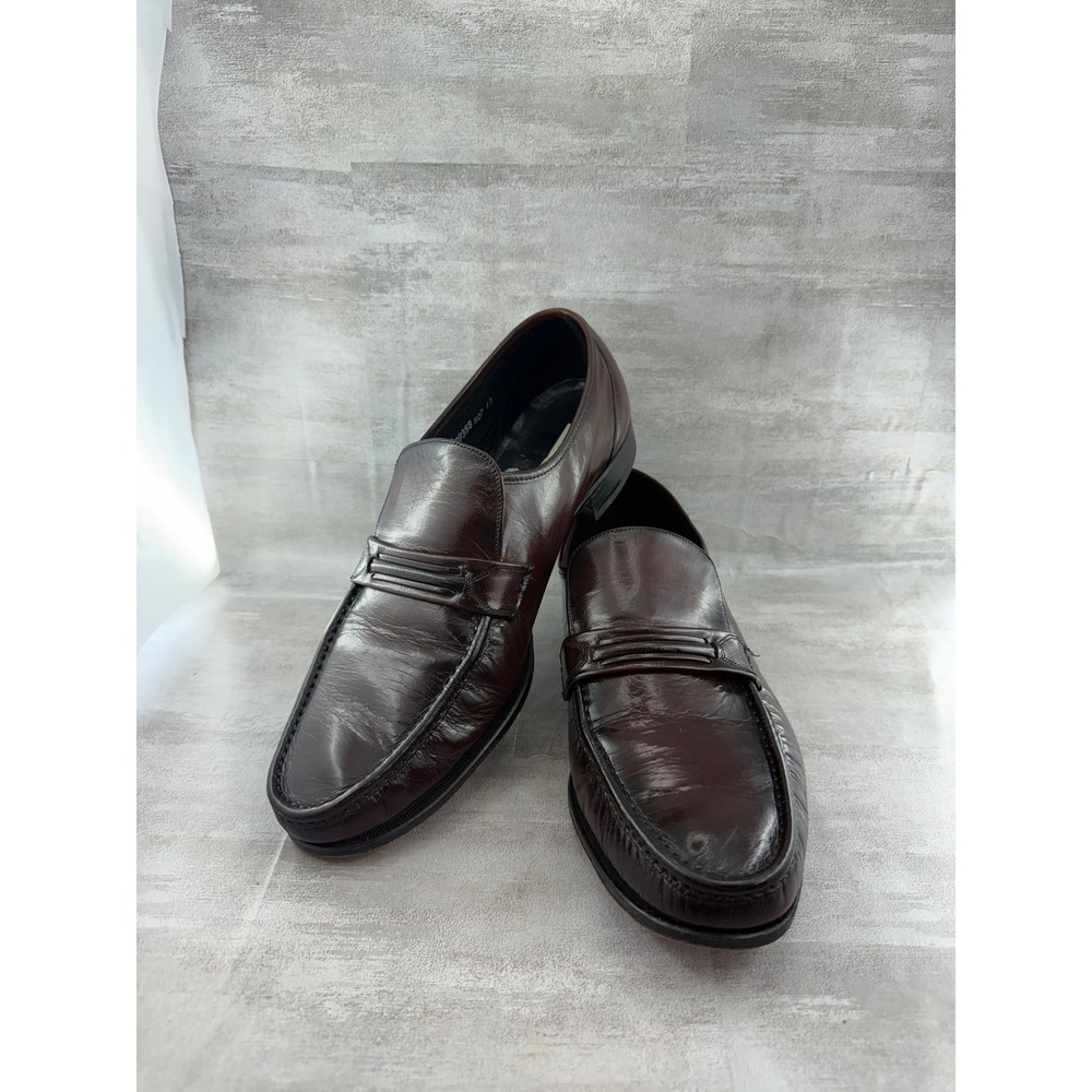 Florsheim Men Brown Leather Apron Toe Slip On Loafers Dress Shoes Sz 14D
